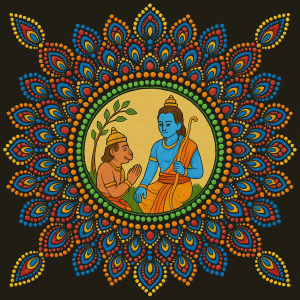 Krishna & Hanuman - Dot Mandala painting