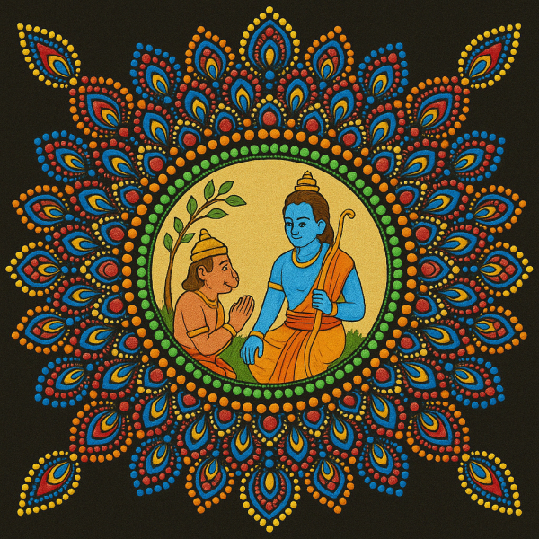 Krishna & Hanuman - Dot Mandala painting