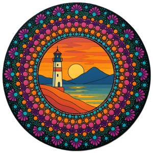 Lighthouse - Dot Mandala Painting