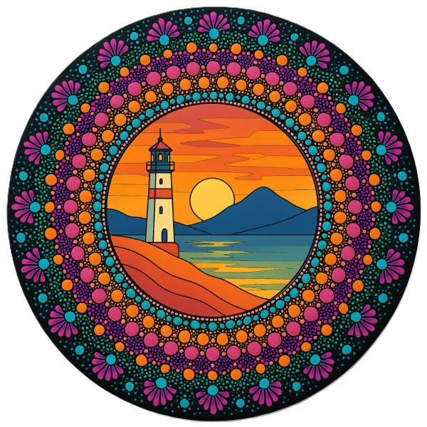 Lighthouse - Dot Mandala Painting